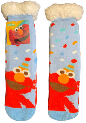 SESAME STREET Ladies ELMO Sherpa Lined Gripper Bottom Slipper Socks - Novelty Socks And Slippers
