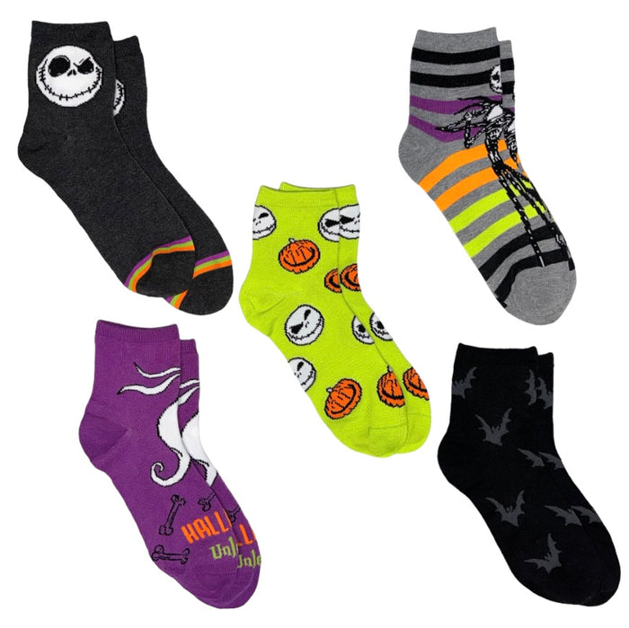 DISNEY NIGHTMARE BEFORE CHRISTMAS LADIES 5 PAIR OF HALLOWEEN SOCKS ‘HALLOWEEN UNLEASHED’