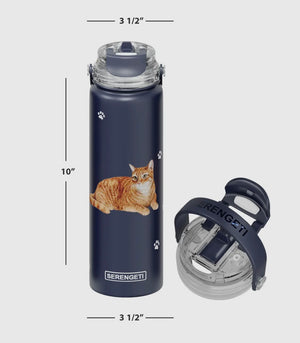 ORANGE TABBY CAT Stainless Steel 24 oz. Water Bottle SERENGETI Brand By E&S Pets