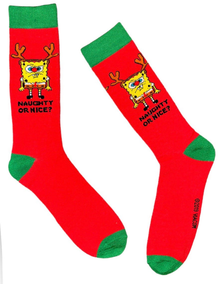 SPONGEBOB SQUAREPANTS Men's CHRISTMAS Socks ‘NAUGHTY OR NICE’