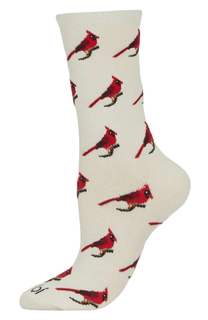 RED CARDINAL BIRD Ladies Socks MeMoi Brand