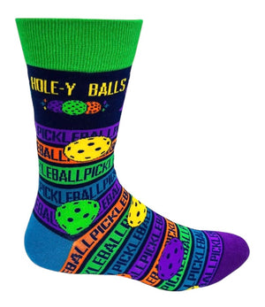 FABDAZ Brand Men’s PICKLEBALL Socks ‘HOLE-Y BALLS’ - Novelty Socks And Slippers