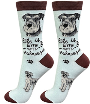 SCHNAUZER Dog Unisex Socks By E&S Pets CHOOSE SOCK DADDY, HAPPY TAILS, LIFE IS BETTER - Novelty Socks for Less