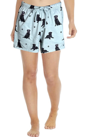 COMFIES LOUNGE PJ SHORTS Ladies BLACK LABRADOR Dog By E&S PETS - Novelty Socks And Slippers