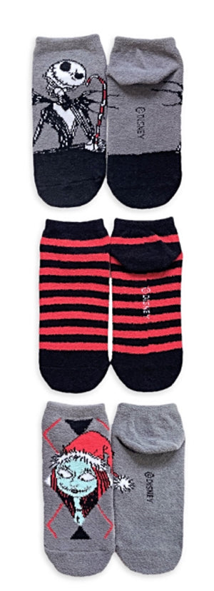 DISNEY NIGHTMARE BEFORE CHRISTMAS Ladies 3 Pair Of Cozy Low Cut Socks - Novelty Socks And Slippers