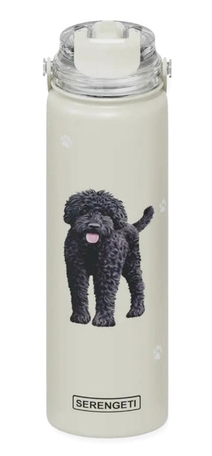 BLACK LABRADOODLE Dog Stainless Steel 24 Oz. Water Bottle SERENGETI Brand By E&S Pets