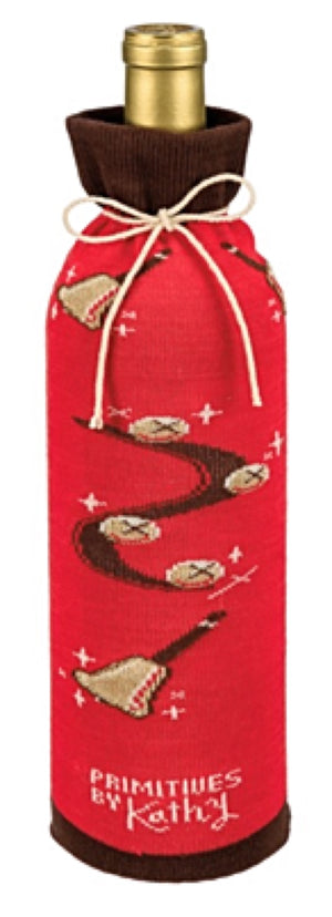 PRIMITIVES BY KATHY ALCOHOL WINE BOTTLE CHRISTMAS SOCK ‘JINGLE TILL YOU TINGLE’ - Novelty Socks for Less