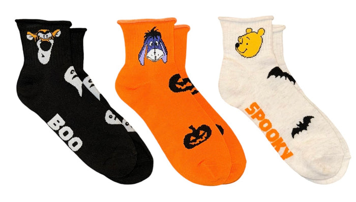 DISNEY WINNIE THE POOH Ladies 3 Pair Of HALLOWEEN Socks ‘SPOOKY’ ‘CREEPY’