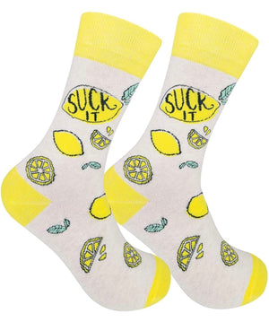 SUCK IT Adult Unisex LEMON Socks FUNATIC Brand Lemons All Over - Novelty Socks And Slippers