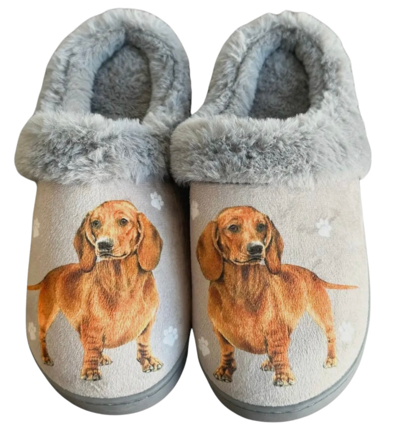 Snuggs Memory Foam Dachshund Red Dog Non Slip Slippers by E S Pets Choose Size L XL Shoe Size 8.5 11