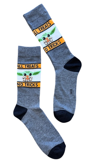 STAR WARS MEN’S BABY YODA HALLOWEEN SOCKS ‘ALL TREATS NO TRICKS’ - Novelty Socks And Slippers