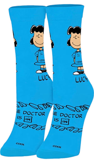 PEANUTS Unisex LUCY Socks ‘THE DOCTOR IS IN’ COOL SOCKS Brand - Novelty Socks for Less