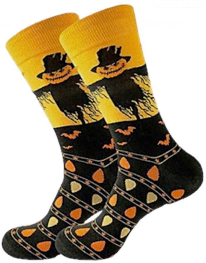 SCARECROW & BATS Men’s HALLOWEEN Socks SOCK PANDA Brand