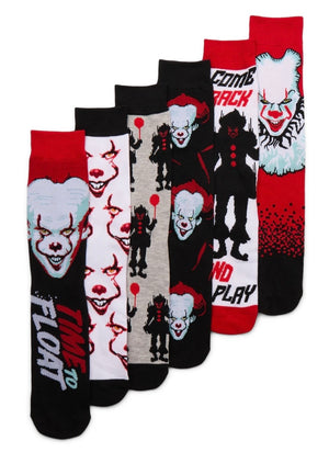 IT The Movie Men’s 6 Pack Gift Set Of PENNYWISE Socks - Novelty Socks And Slippers