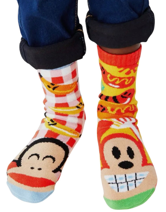 PALS SOCKS Brand Unisex JULIUS & BOB MISMATCHED GRIPPER BOTTOM SOCKS (CHOOSE SIZE) BY PAUL FRANK