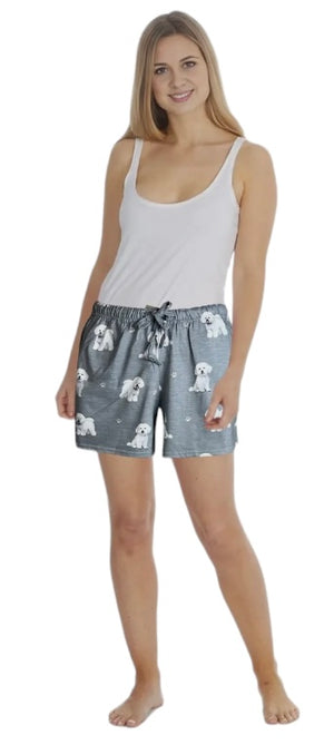 COMFIES LOUNGE PJ SHORTS Ladies BICHON FRISE Dog By E&S PETS