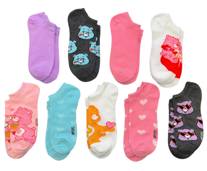 CARE BEARS Ladies 9 Pair Of VALENTINES DAY Low Show Socks With HEARTS