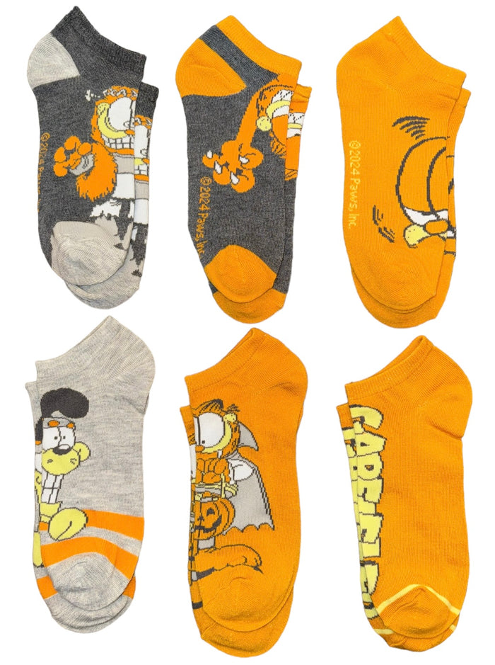 GARFIELD & ODIE Ladies 6 Pair Of HALLOWEEN Ankle Socks BIOWORLD Brand