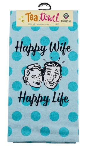 FUNATIC Brand HAPPY WIFE HAPPY LIFE Kitchen Tea Towel