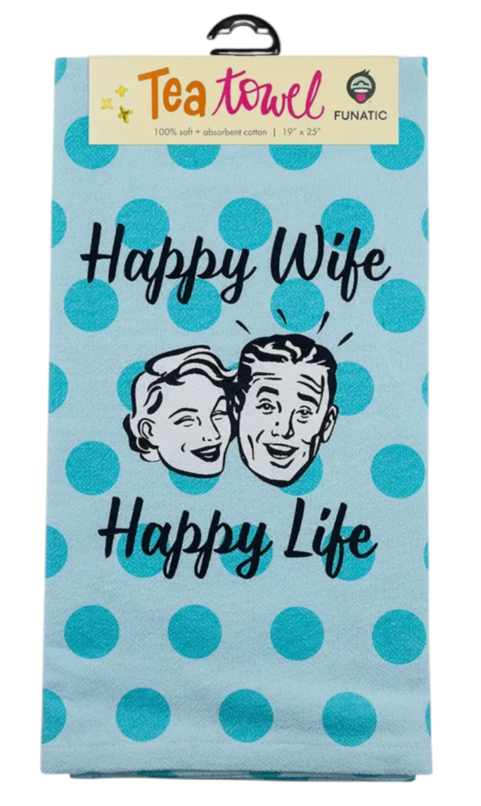 FUNATIC Brand HAPPY WIFE HAPPY LIFE Kitchen Tea Towel