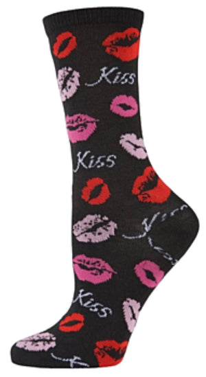 MeMoi Brand LADIES PUCKER UP LIPS VALENTINE'S DAY SOCKS 'KISS' (CHOOSE COLOR) - Novelty Socks And Slippers