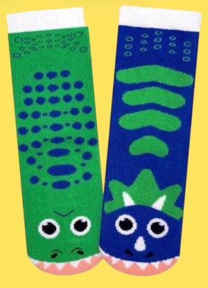 T-REX & TRICERATOPS Unisex Mismatched Socks PALS SOCKS Brand (CHOOSE SIZE) Toddler-Adult - Novelty Socks And Slippers