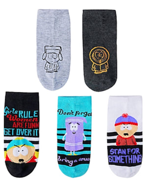 SOUTH PARK LADIES 5 PAIR OF NO SHOW SOCKS TOWLIE 'GIRLS RULE WOMEN ARE  FUNNY GET OVER IT