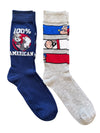 POPEYE THE SAILOR MAN Men's 2 PAIR OF Socks WITH OLIVE OYL & BRUTUS 100% AMERICAN - Novelty Socks And Slippers