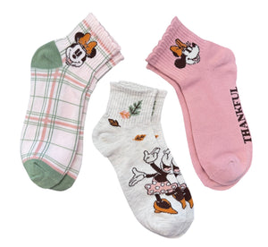 DISNEY Ladies MINNIE MOUSE THANKSGIVING 3 Pair Of Socks ‘THANKFUL’ - Novelty Socks And Slippers