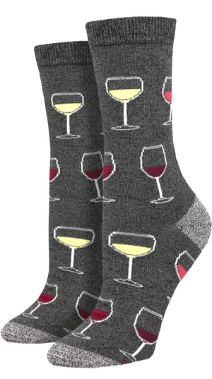 SOCKSMITH Brand Ladies GLASSES OF WINE Graphic Bamboo Socks ‘SIP SIP HOORAY’ - Novelty Socks And Slippers