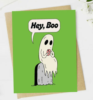 Ghost Texting Greeting Card HEY, BOO *Made In The USA! - Novelty Socks And Slippers