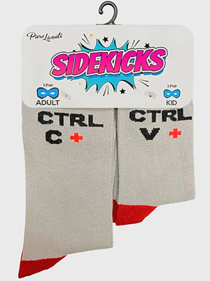 SIDEKICKS By Piero Liventi Adult & Child Sock Set CTRL + C, CTRL + V - Novelty Socks And Slippers