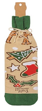 PRIMITIVES BY KATHY CHRISTMAS ALCOHOL WINE BOTTLE SOCK ‘LET’S DRINK, BAKE STUFF & WATCH CHRISTMAS MOVIES - Novelty Socks for Less