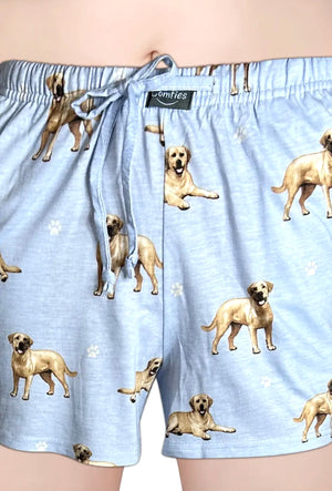 COMFIES Brand LOUNGE PJ SHORTS Ladies YELLOW LAB Dog By E&S PETS - Novelty Socks And Slippers