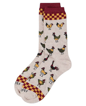 FARM CHICK Ladies ROOSTERS & HEN Socks MeMoi Brand - Novelty Socks And Slippers