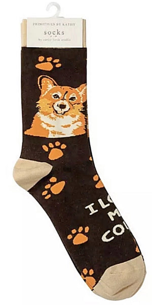 PRIMITIVES BY KATHY Unisex ‘I LOVE MY CORGI’ Dog Socks - Novelty Socks for Less