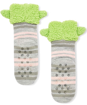 DISNEY STAR WARS BABY YODA LADIES 3-D SHERPA LINED GRIPPER BOTTOM SLIPPER SOCKS - Novelty Socks for Less