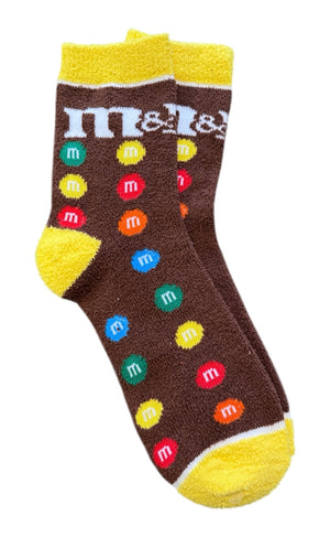 M&M’S Candy Ladies Fuzzy Warm Crew Socks ODD SOZ Brand - Novelty Socks And Slippers