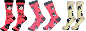 BLACK & WHITE CAT (TUXEDO) Unisex Socks By E&S Pets CHOOSE SOCK DADDY, HAPPY TAILS, LIFE IS BETTER - Novelty Socks for Less