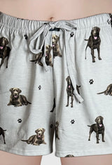 COMFIES LOUNGE PJ SHORTS Ladies CHOCOLATE LAB Dog By E&S PETS - Novelty Socks And Slippers