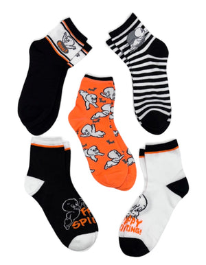 CASPER THE FRIENDLY GHOST LADIES 5 PAIR OF CAPRI SOCKS ‘FREE SPIRIT’ - Novelty Socks And Slippers