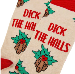 URBAN ECCENTRIC Unisex DICKS With HOLLY LEAVES CHRISTMAS Socks DICK THE HALLS