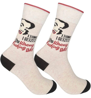 I THINK I SEIZED THE WRONG FUCKING DAY Adult Unisex Socks Funatic Brand - Novelty Socks And Slippers