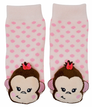 BOOGIE TOES Unisex Baby GIRL MONKEY Rattle Gripper Bottom Socks By Piero Liventi - Novelty Socks And Slippers