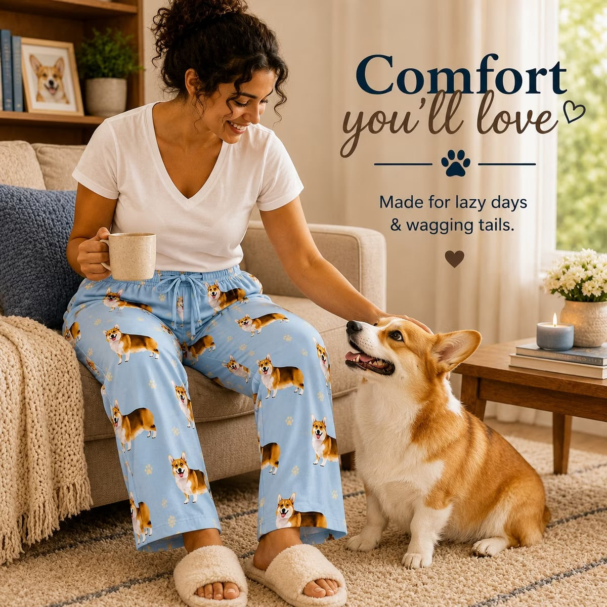 WELSH CORGI Dog Adult Unisex PAJAMA BOTTOMS COMFIES Brand By E&S PETS (CHOOSE SIZE)