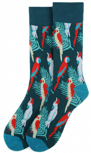 PARQUET Brand Men’s TROPCIAL BIRDS Socks - Novelty Socks And Slippers