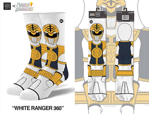 POWER RANGERS Men’s WHITE RANGER 360 Socks ODD SOX Brand - Novelty Socks for Less