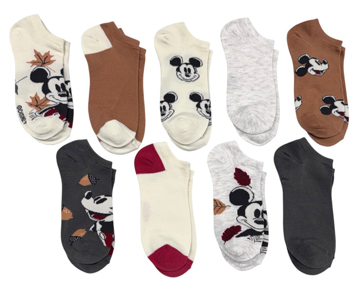 DISNEY Ladies MICKEY MOUSE 9 Pair Of Harvest Fall Low Show Socks