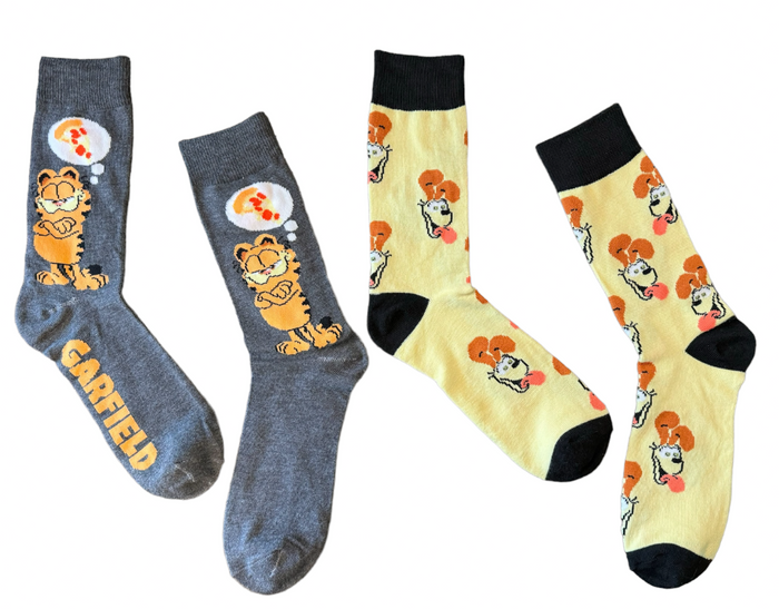 THE GARFIELD MOVIE Men’s 2 Pair Of Socks With ODIE & PIZZA SLICE