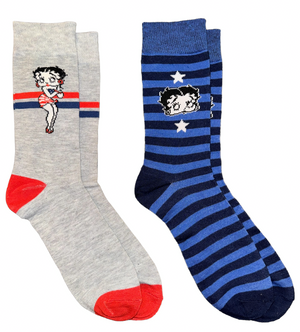 BETTY BOOP Men’s 2 Pair Of PATRIOTIC Socks - Novelty Socks And Slippers